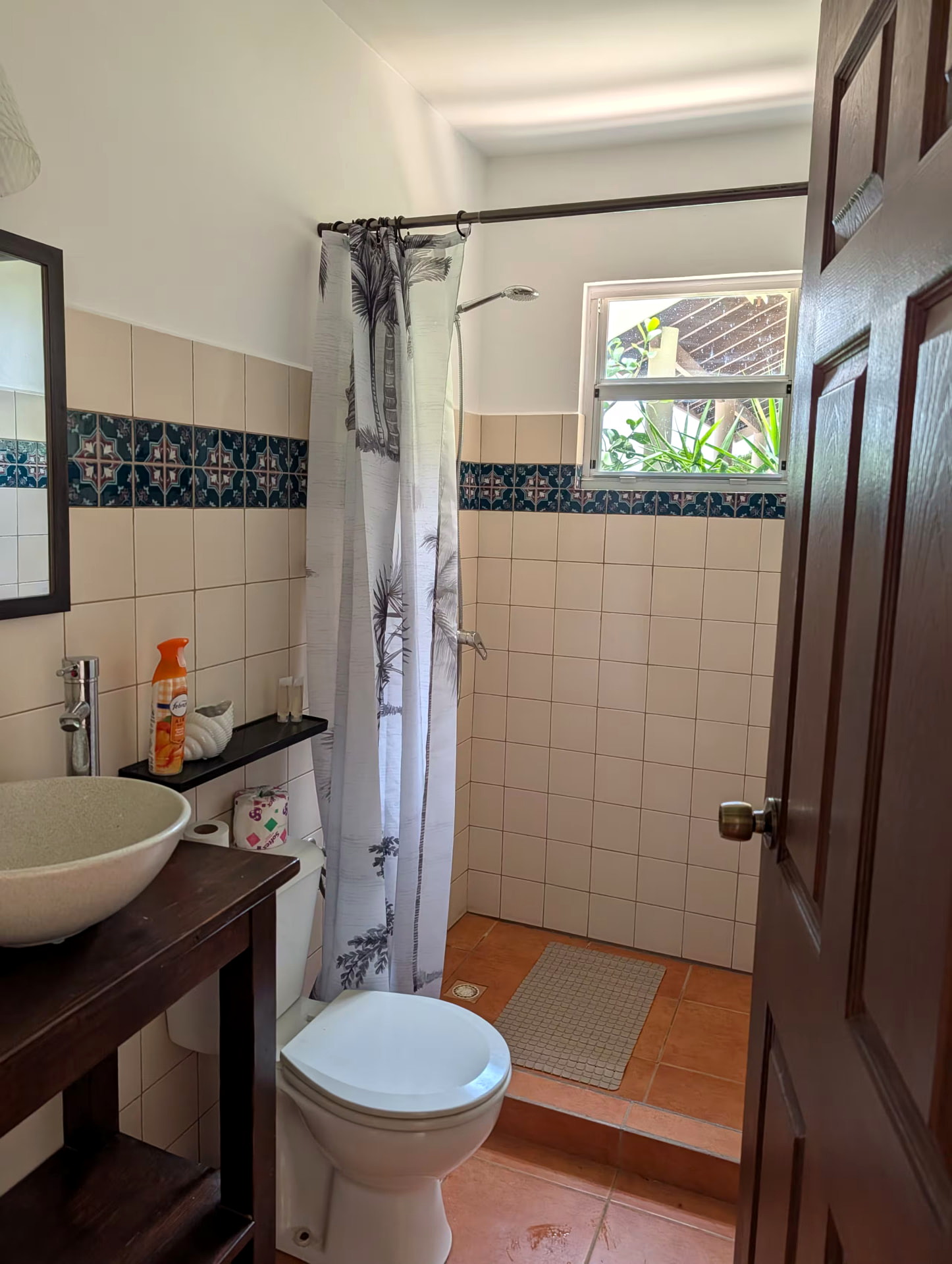 Ground-floor bathroom with sink, toilet and walk-in shower